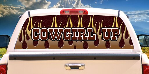COWGIRL UP Rear Window Graphic decal tint window film truck horse car