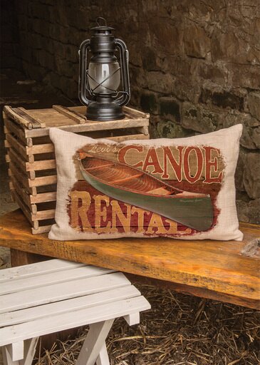 Heritage Lace LH-PC4 12 x 20 in. Lodge Hollow Canoe Rentals Pillow Cover, Natural Woven
