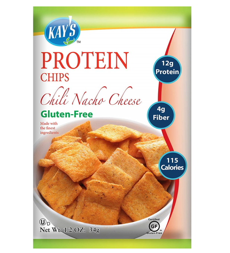Kay's Naturals Protein Chips, Chili Nacho Cheese, Gluten-Free, Low Carbs, Low Fat, Diabetes Friendly All Natural Flavorings, 1.2 Ounce (Pack of 6)