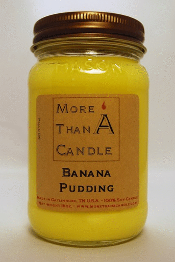 More Than A Candle BNP16M 16 oz Mason Jar Soy Candle, Banana Pudding