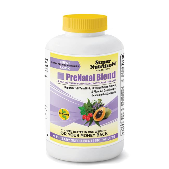 Super Nutrition Prenatal Blend Multivitamin 180 Tabs Prenatal Vitamins