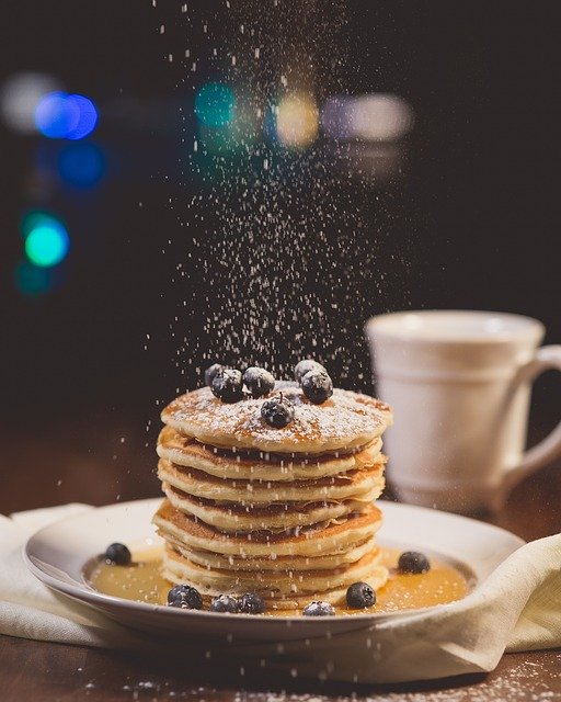 blueberries, breakfast, pancakes