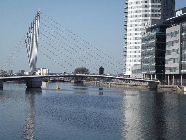 bridge, media city, salford quays