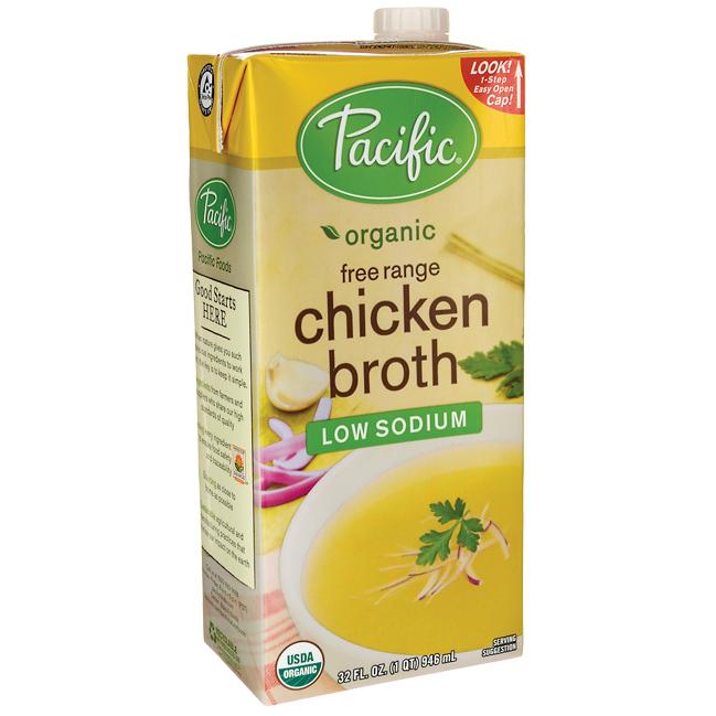 Pacific Foods Organic Free Range Chicken Broth - Low Sodium 32 fl oz Package