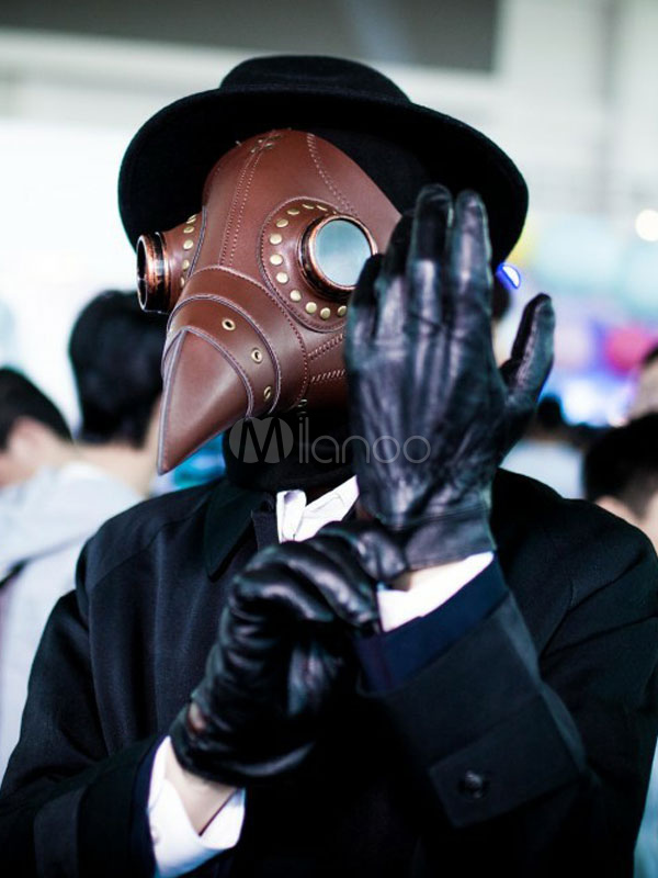 Steampunk Masquerade Mask Halloween Long Nose Doctor Goggle Plague Deep Brown Mask Accessories Halloween