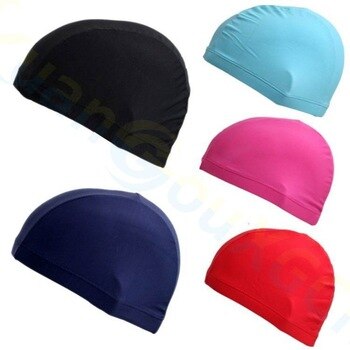 100pcs polyester Swimming Cap pool Girls Boys Swim hat Sunscreen kids child Bathing Hats beach Swimming Cap