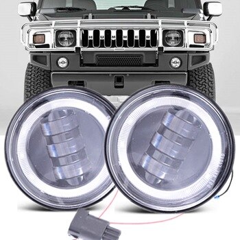 Fit for 2003-2009 Hummer H2 Led Fog Light DRL White Halo Ring 4inch 30W Refit Car Accessories