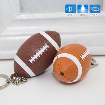 FREE SHIPPING BY DHL 100pcs/lot 2019 New LED Plastic Rugby Keychains with Sound American Football Keyrings for Gifts