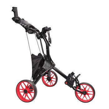 PLAYEAGLE golf 3 wheels Trolley Easy Golf Push Cart Pull Cart Black Golf Troleys in Golf Course Foldable Golf Cart