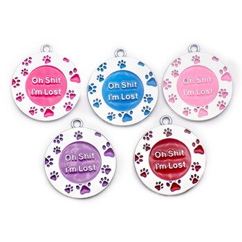 Wholesale 100Pcs " Oh Shit I am Lost "Personalized Dog Tags Cat Puppy Pet ID Name Collar Tag Pendant Pet Accessories