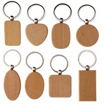 Wholesale 100pcs Wooden Key Chain Blank Tags Personalized Dog ID Tags keychains Customized Tag Custom Engraved Logo Name ID Tag