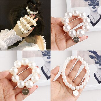 60pcs/lot DIY Simple Pearl Hair Bands Elasticity 3 Size For Choice Cute Rubber Band Hair Styling Tools Accessories HA1210