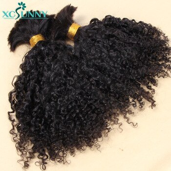Afro Kinky Curly Bulk Hair Human Hair For Braids No Weft Remy Brazilian Human Braiding Hair Bulk Extensions Bundles xcsunny