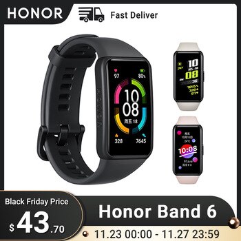 New Huawei Honor Band 6 Smart Wristband 1.47" Full Screen AMOLED Color Touchscreen SpO2 Swim Heart Rate Sleep Nap Stress