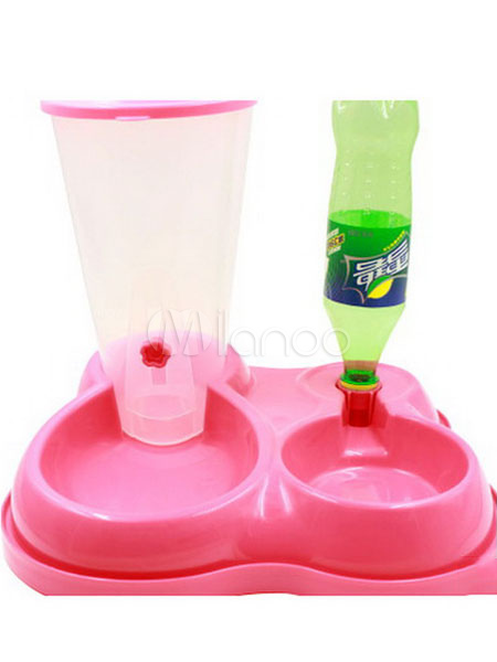 Water Food Feeder Dog Cat Pink Automatic Dish Drinking Double Bowl Dispenser Halloween