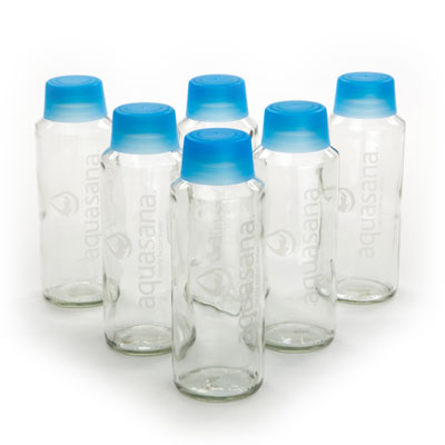 Aquasana 18 Oz Glass Water Bottles, 6 Pack