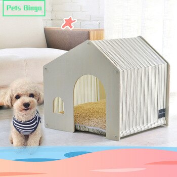 Pets Bingo Detachable Wooden House Washable Cat Tent Breathable Dog House Indoor Suitable for 52cm Dog Bed