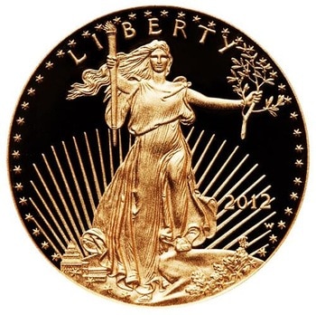 2012 eagle .999 gold 1 ounce coin graded with PF70