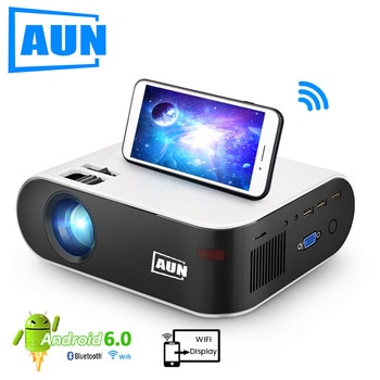 AUN MINI Projector W18, 2800 Lumens (Optional Android 6.0 wifi W18D), support Full HD 1080P LED Projector 3D Home Theater
