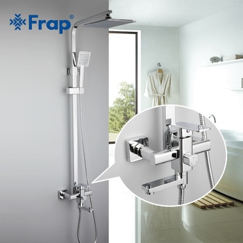 Frap 1 Set Bathroom Rainfall Shower Faucet Set Single Handle Mixer Tap With Hand Sprayer Wall Mounted Bath Shower Sets F2420