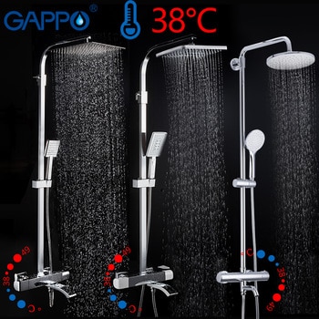 GAPPO thermostatic shower set rain shower set shower faucet hot and cold black Shower faucet Bathtub thermostatic shower mixer