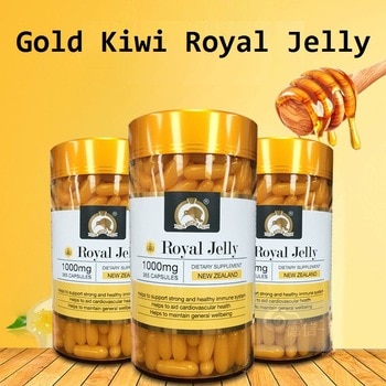NewZealand Gold Kiwi Royal Jelly Capsules Health Wellness Products Dietary Supplement Immunity Proteins Lipids Hormones 10-HDA
