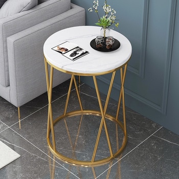 Nordic Light Luxury Coffee Table Sofa Corner Table Bedside Bedroom Marble Pattern Small Round Table Side Tables Furniture