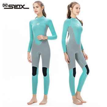 SLINX 3mm Neoprene Women Full-body Diving Suit Back Zipper Wetsuit Thickened Long Sleeve Keep Warm Swmming Suit Sunscreen