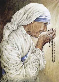 TOP ART # Roman Catholic Church as Saint Teresa of Calcutta Mother Teresa praying-100% HAND PAINTED ART OIL painting on canvas