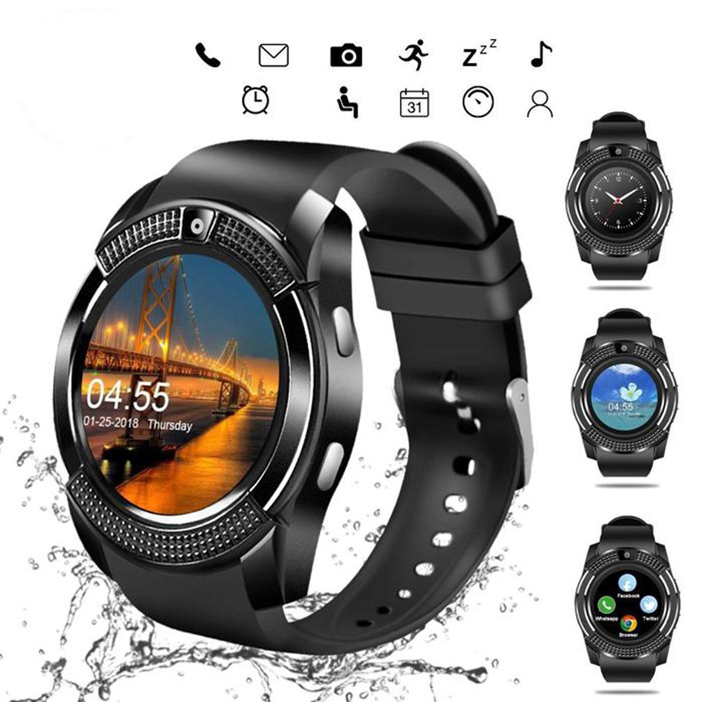 Waterproof Smart Watch Men with Camera Bluetooth Smartwatch Pedometer Heart Rate Monitor Sim Card Wristwatch