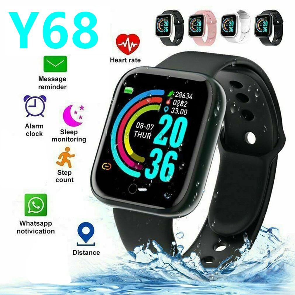 Y68 Bluetooth Smart Bracelet Color Screen Bracelet Heart Rate Sports Fitness Step Breathing Light Waterproof Movement Smartwatch