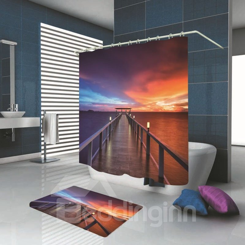 3D Gorgeous Sunset Glow Print Decorative Polyester Bathroom Shower Curtain
